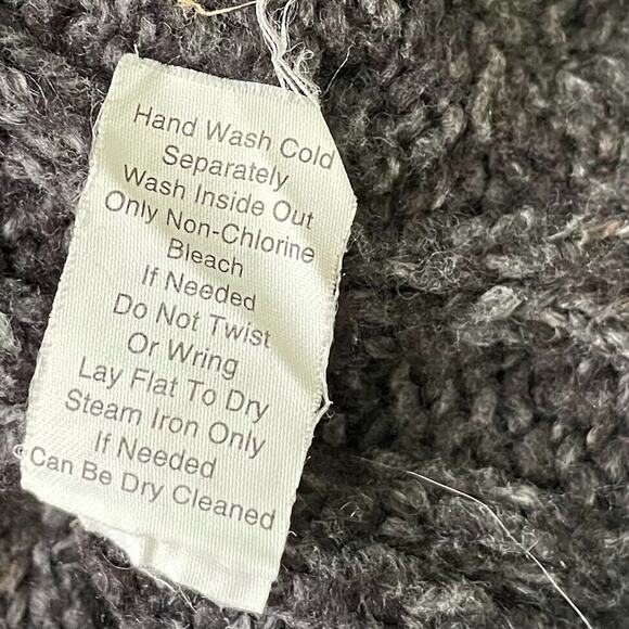 CAbi Cardigan Size S Gray Fringed Chunky Cable Knit Wool Lagenlook Boho Hippie - Picture 7 of 8